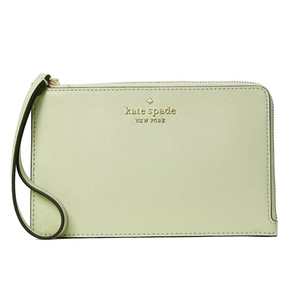 Kate Spade - Staci LZip Wristlet - leather - sage green NWT - Picture 1 of 7
